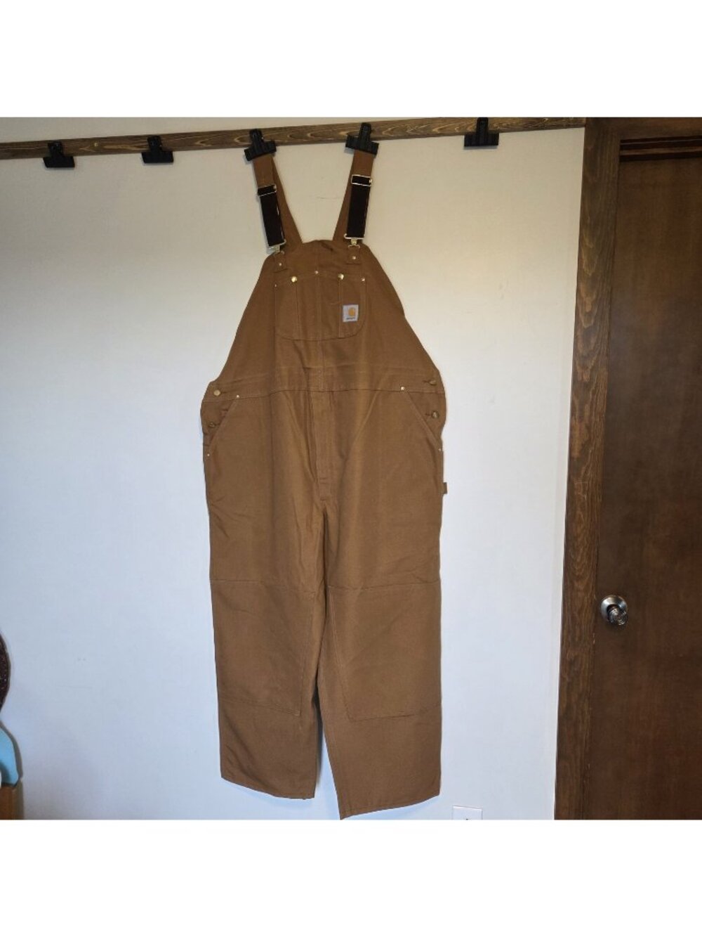 Carhartt R01 Brown Double Knee Duck Bib Overall Size Men's 54x30